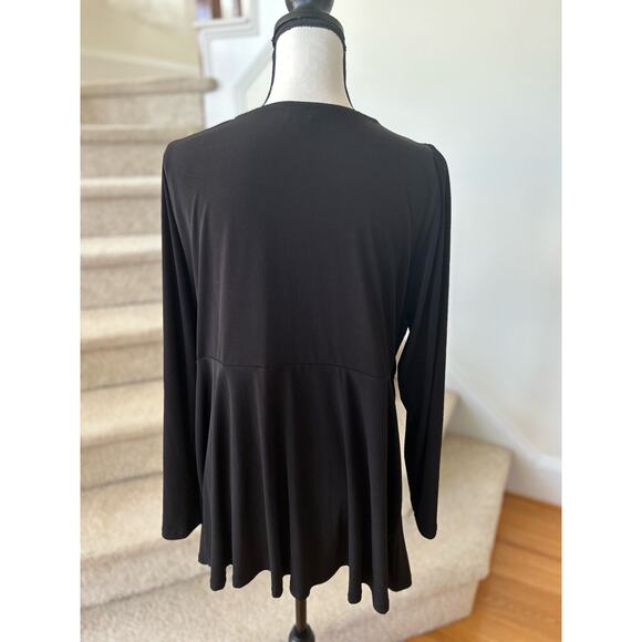 Torrid Black V-Neck Wrap Tie Long Sleeve Blouse - Picture 4 of 8